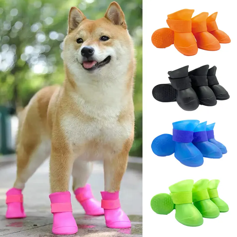 4Pcs Pet WaterProof Rainshoe Anti-slip Rubber Boot For Small Medium Large