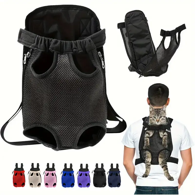 Adjustable Pet Dog Carrier Backpack Dog Double Shoulder Mesh Bag
