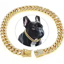  Pets Chain Diamond Cuban Collar Walking Metal 