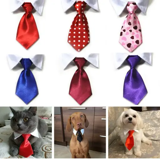 Dog Cat Striped Bow Tie Animal Striped Bowtie Collar Pet Adjustable Neck Tie 