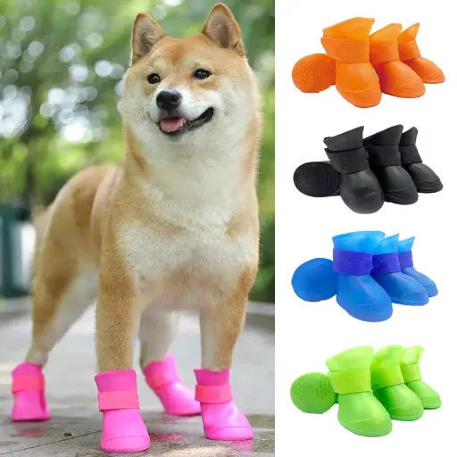 4Pcs Pet WaterProof Rainshoe Anti-slip Rubber Boot For Small Medium Large
