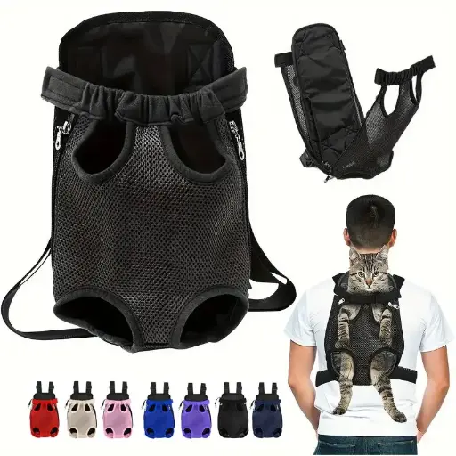 Adjustable Pet Dog Carrier Backpack Dog Double Shoulder Mesh Bag